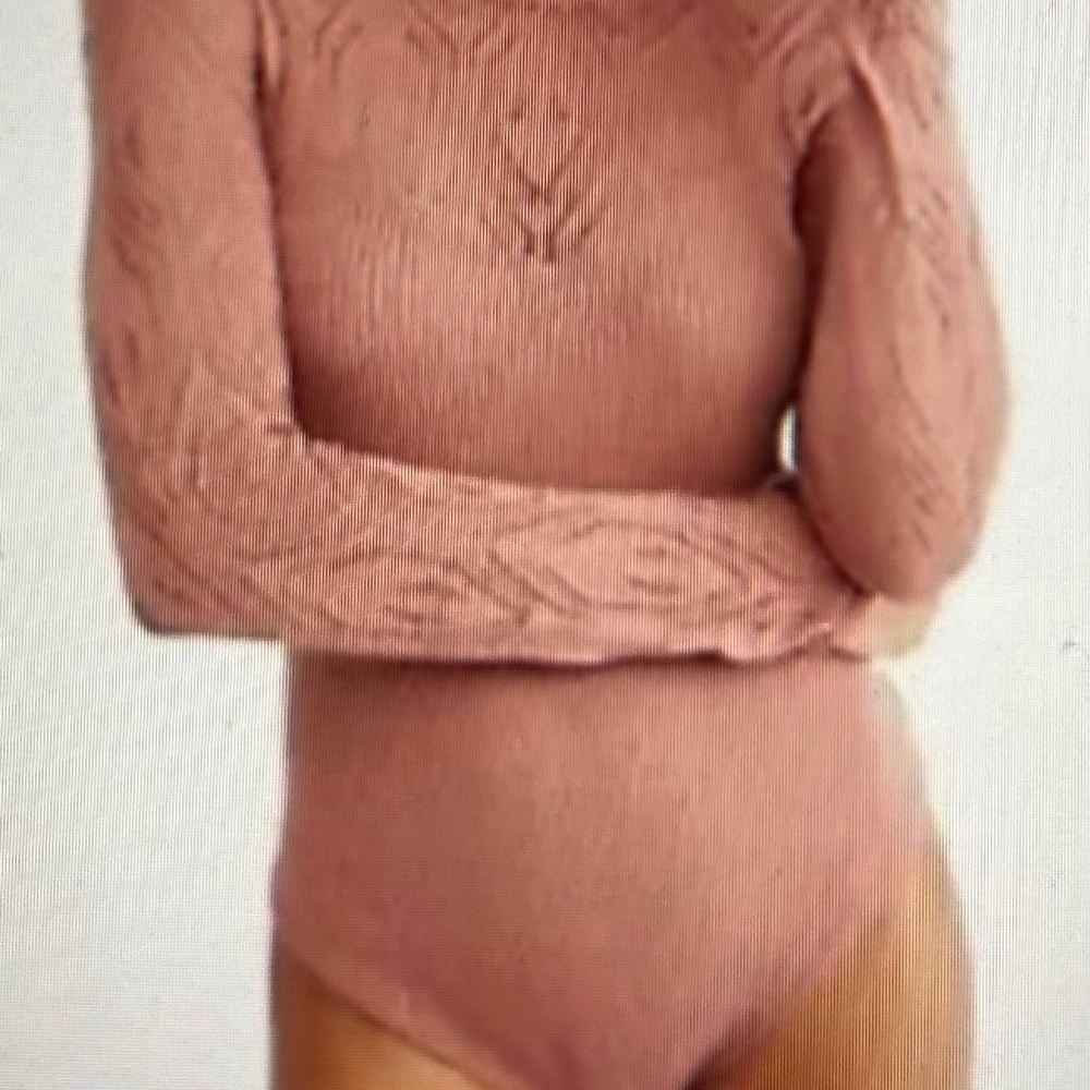 Free People Intimately Mauve Knit Bodysuit Large